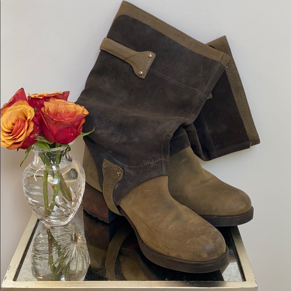 Vera Wang olive green combat boot